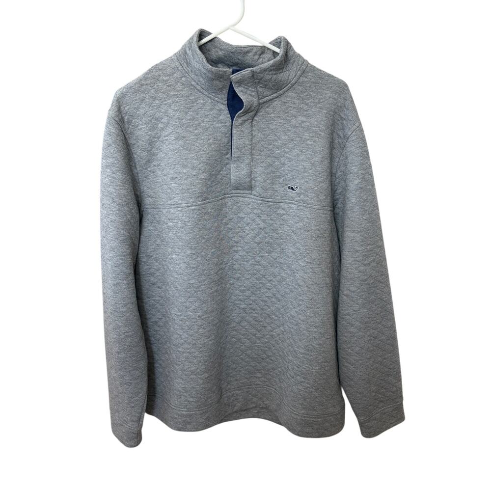 Vineyard Vines Gray Quilted 1/4 Snap Pullover Men's Size Large